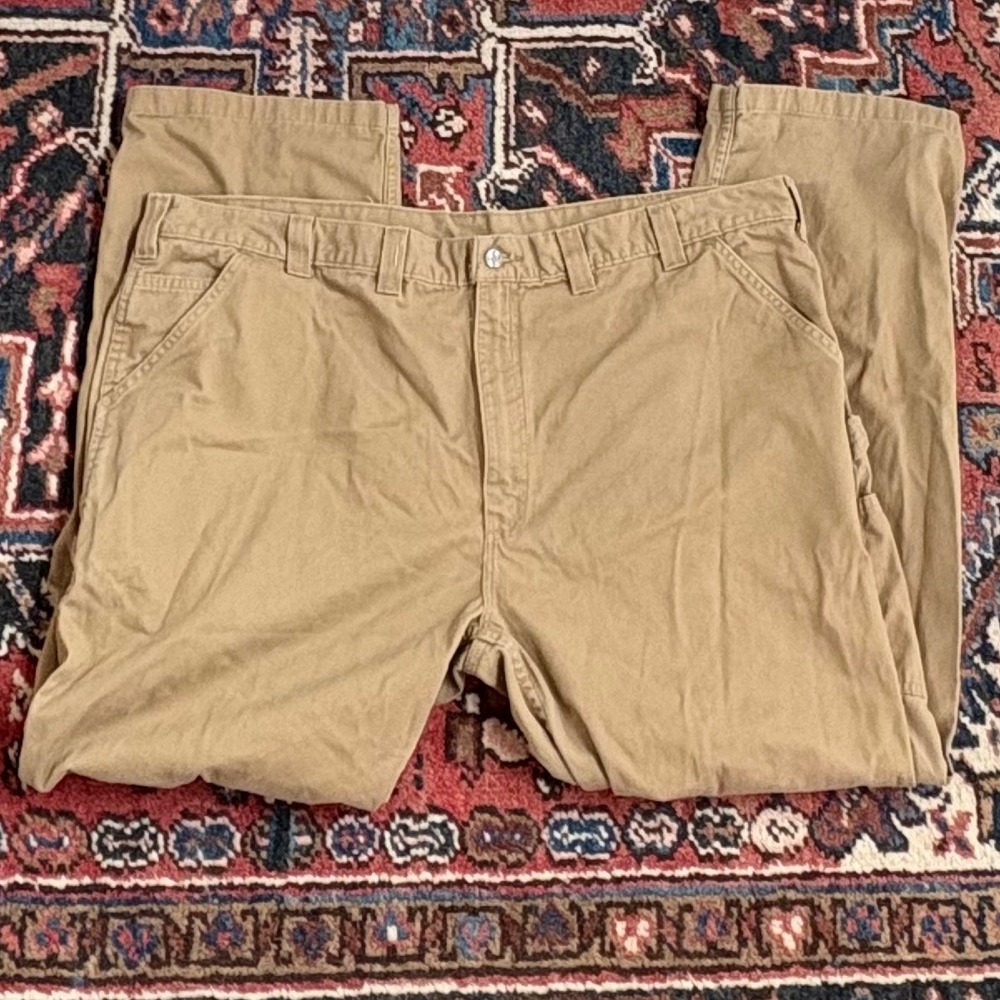 Carhartt Carpenter Pants Mens 46x32 Khaki Excellent B324 DKH Relaxed Fit Canvas